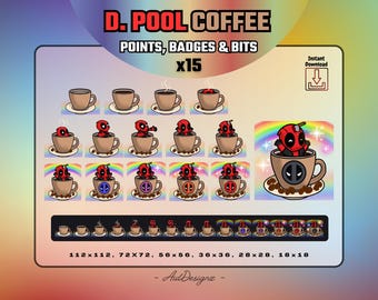 D. Pool Coffee Loyalty Badges (x15) | Stream Channel Points, Sub Badges & Bits | Streamer Asset