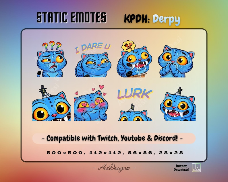 Derpy KPDH Emote Set | X8 Static K-pop Anime Inspired Emotes | Streamer ...