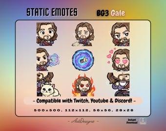 BG3 Gale Emotes | Static Chibi Emote Pack for Streamers | Wizard Reaction Emotes