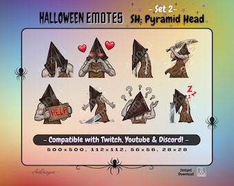 Pyramid Head SH Horror Emotes Set 2 | x8 Static Halloween SH-Inspired Stream Assets