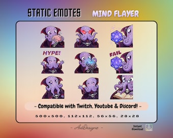 Mind Flayer Emotes | x9 DnD Eldritch Emotes | Chibi Horror Illithid Dungeons & Dragons Streamer Asset