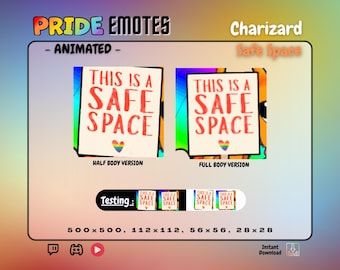 Poke Pal Char: Safe Space Emote | x2 ANIMATED EMOTES | Pride Emote Asset for Streamers | For Youtube, Discord and Twitch | Instant Download