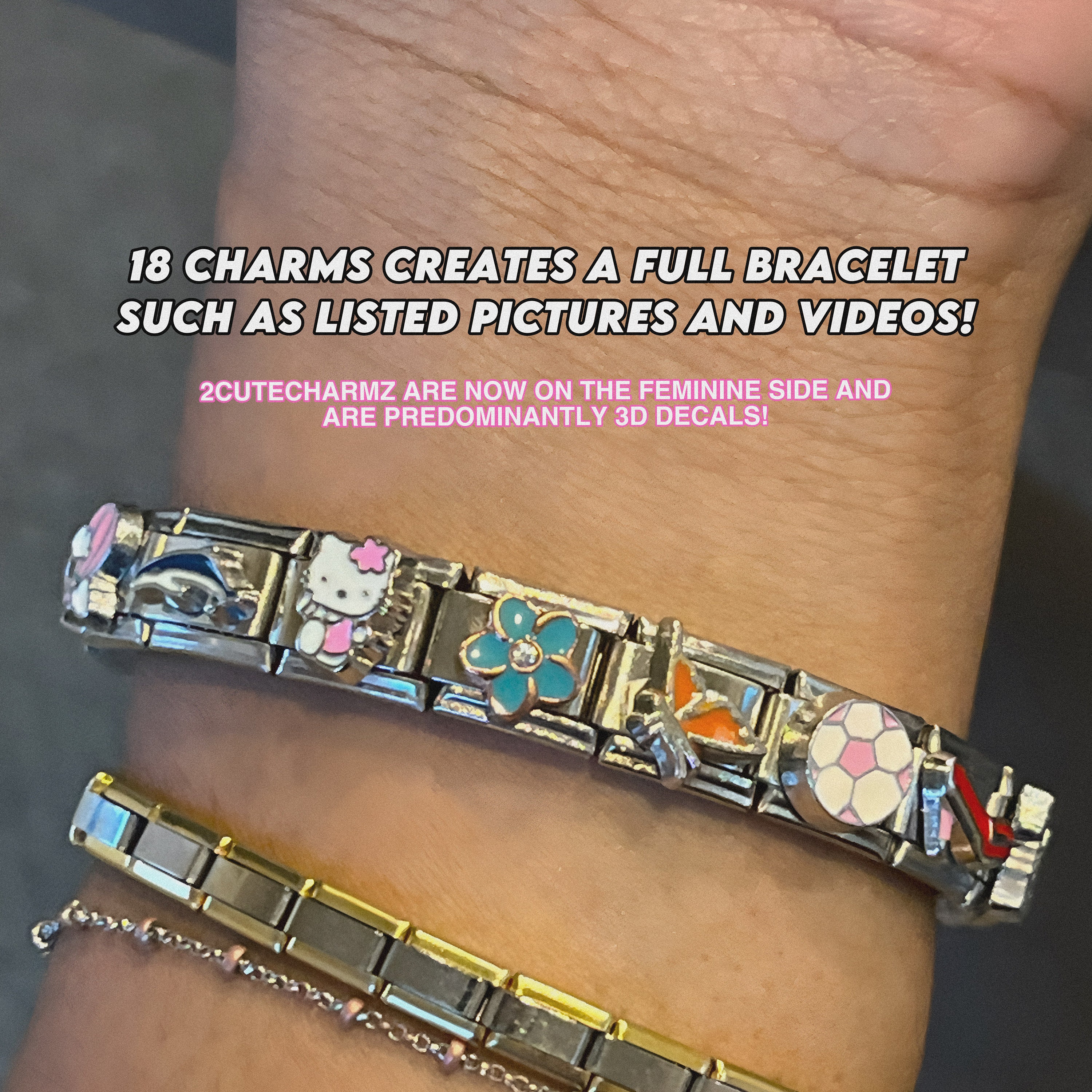 Italian Charm Bracelet, Italian Charms 18 Charms Size of One Bracelet. READ  DESCRIPTION for Specific Bracelet Designs -  Norway
