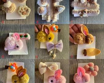 Handmade Crochet Hairpins for Kids, Cute Animal Hair Clips, Colorful Hair Accessories for Girls, Toddler Hairpins, Unique Gift for Children