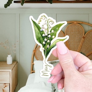 Mayo nacimiento flor pegatina regalo para su computadora portátil pegatina para botella de agua pegatina nacimiento flor regalo media relleno floral pegatina