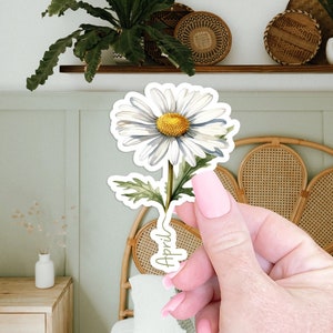 Adesivo floreale di nascita di aprile, regalo per lei, adesivo per laptop, adesivo per bottiglia d'acqua, adesivo floreale per regalo di fiori di nascita, calza per calze