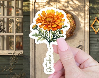 October Birth Flower Sticker Gift for Her Laptop Sticker for Water Bottle Sticker Birth Flower Gift Stocking Stuffer Floral Sticker
