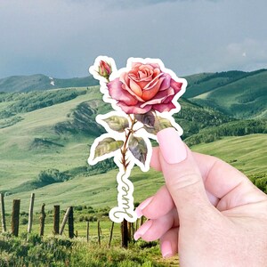 Pegatina de flor de nacimiento de junio, regalo para su computadora portátil, pegatina para botella de agua, regalo de flor de nacimiento, relleno de medias, pegatina floral