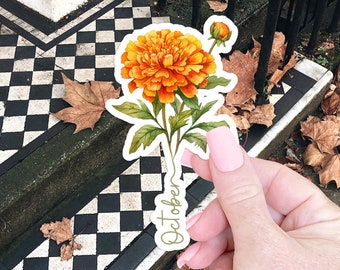 October Birth Flower Sticker Gift for Her Laptop Sticker for Water Bottle Sticker Birth Flower Gift Stocking Stuffer Floral Sticker