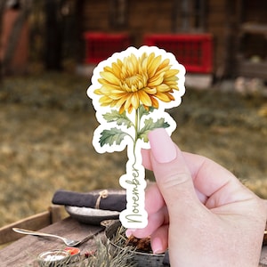 Noviembre Nacimiento Flor Pegatina Regalo para su pegatina portátil para botella de agua Pegatina Nacimiento Flor Regalo Media Relleno Floral Pegatina