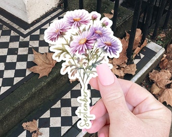 September Birth Flower Sticker Gift for Her Laptop Sticker for Water Bottle Sticker Birth Flower Gift Stocking Stuffer Floral Sticker