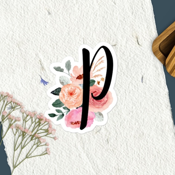 Letter P Floral Sticker