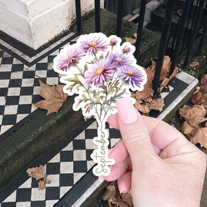 Septiembre Nacimiento Flor Pegatina Regalo para su pegatina portátil para botella de agua Pegatina Nacimiento Flor Regalo Media Relleno Floral Pegatina