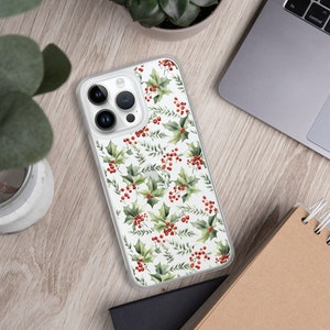 December Birth Month Holly Floral iPhone Case for December Birthday Gifts for Her December Birth Flower Phone Case Clear iPhone Case