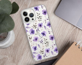 Februar Birth Month Violet Floral iPhone Fall für Februar Geburtstag Geschenke für sie Februar Birth Flower Phone Case Clear iPhone Case