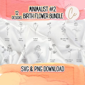 Birth Month Flower SVG Bundle Birth Flower svg, Botanical svg, Wildflower svg, Floral svg, Minimalist Birthflower PNG, Birth Flower PNG #2