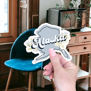 Retro Alaska State Blumenaufkleber für Wasserflasche Aufkleber für Laptop Aufkleber Alaska Aufkleber Geburtstagsgeschenkideen für Sie Blumenaufkleber