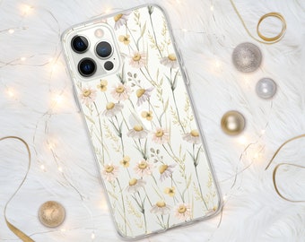 Daisy Floral iPhone Fall, Blumen-Telefon-Kasten, klare Telefon-Kasten, Geschenke für Sie