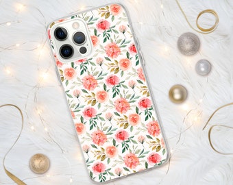 Funda de iPhone floral rosa, funda de teléfono de flores, funda de iPhone de flores, funda de teléfono floral, regalos para ella
