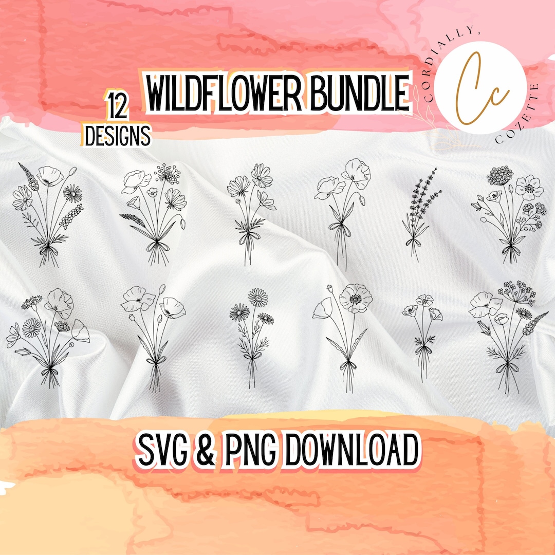 Wildflower SVG Bundle Svg, Botanical Svg, Flower Svg, Floral Svg ...