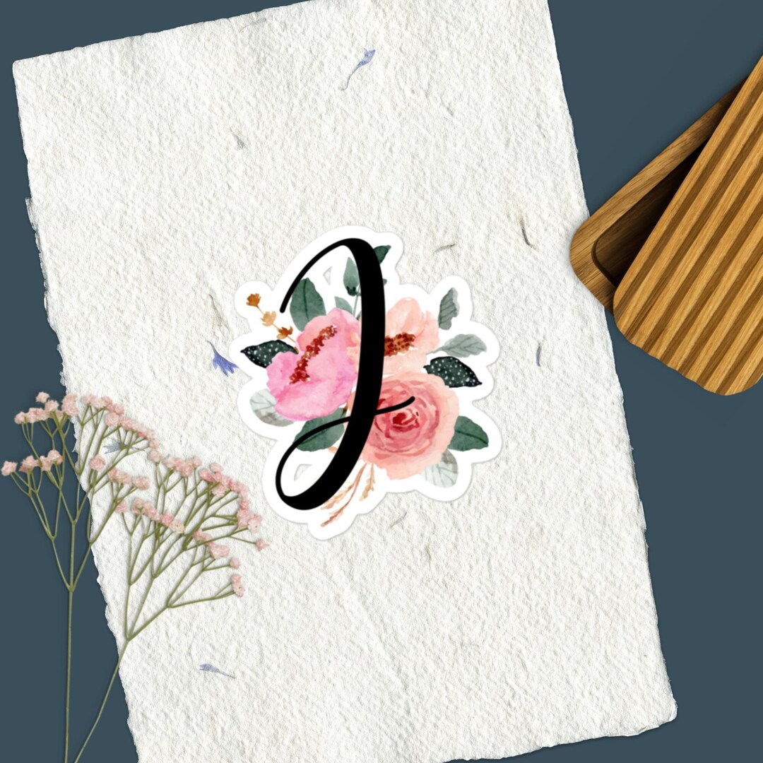 Letter J Floral Sticker - Etsy
