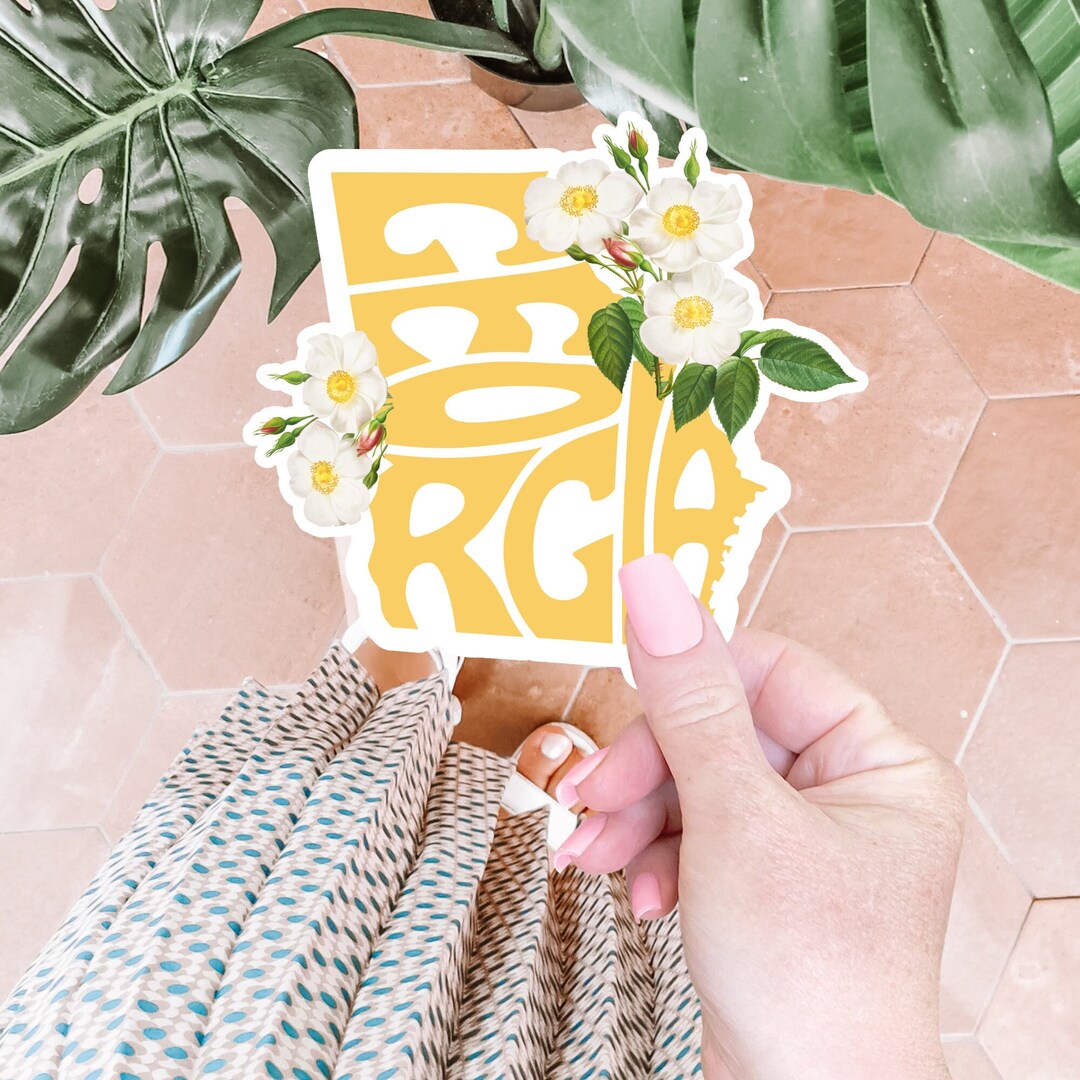 Georgia Native Sticker Cherokee Rose Sticker Georgia State Flower Georgia Sticker Water Bottle ...