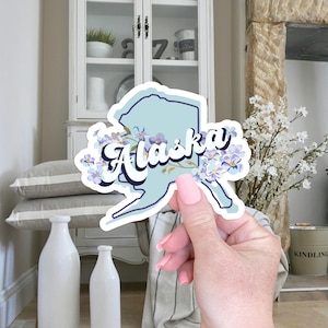 Retro bloem sticker staat Alaska voor waterfles sticker voor laptop sticker Alaska sticker verjaardag cadeau-ideeën voor haar bloemen sticker
