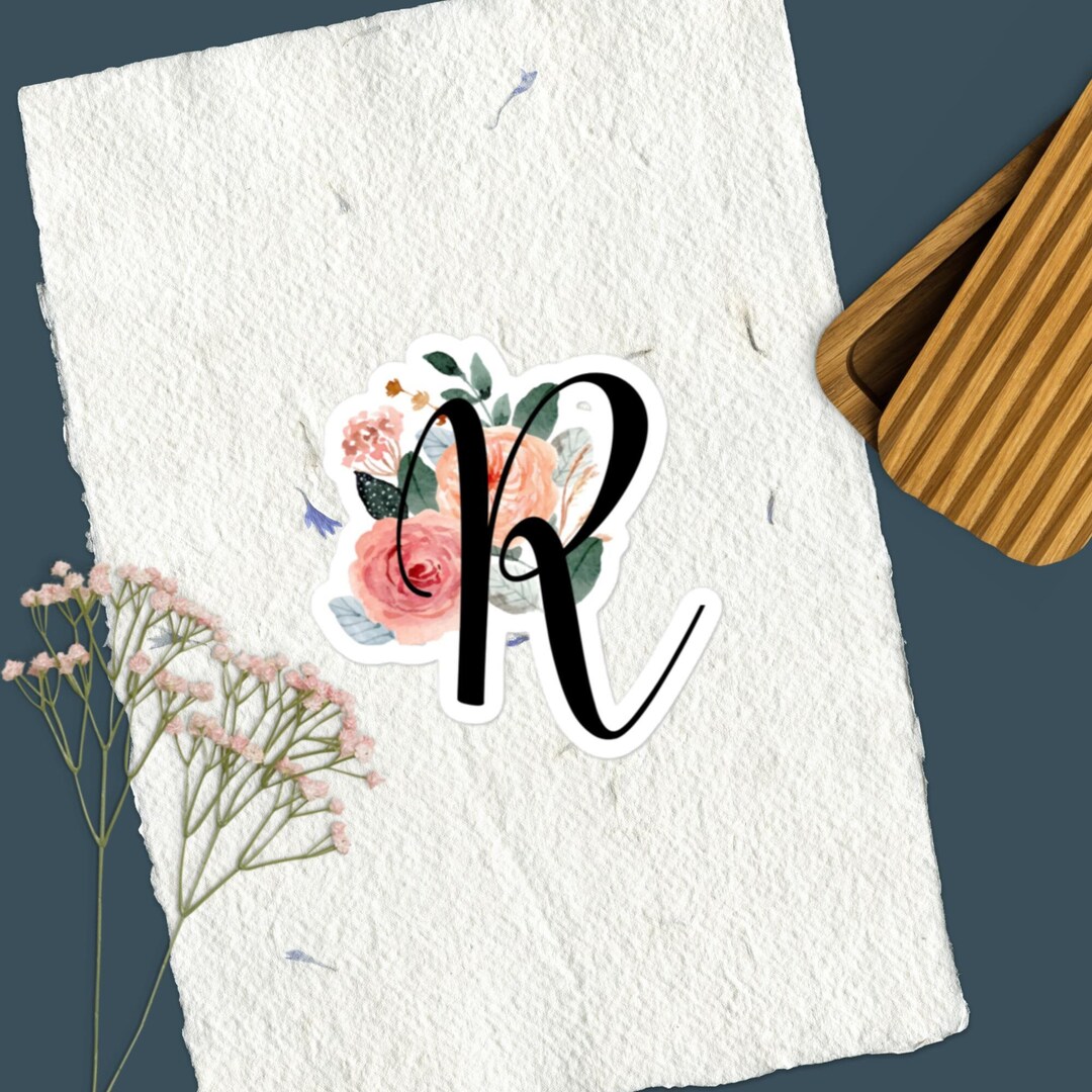 Rusticletter R Sticker Letter R Floral Sticker - Etsy