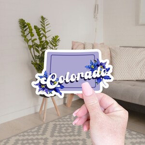 Sticker floral rétro de l'état du Colorado pour bouteille d'eau Sticker pour ordinateur portable Sticker Colorado Idées cadeaux d'anniversaire pour elle Sticker floral