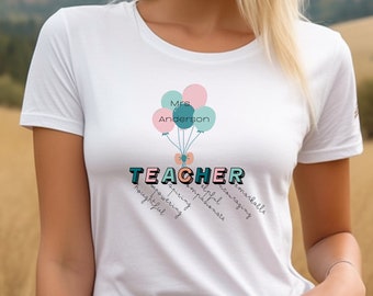 Personalized Teacher Name T-Shirt Custom Teacher Acronym Shirt Great For All Grade Levels. Teacher Positive Vibes Multiple Styles and Colors