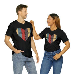Retro Faith Hope and Love Heart-Shaped Christian T-Shirt, Retro Christian T-Shirt, Heart-Shaped Christian Tee, Perfect for Valentine's Day T Bild 7
