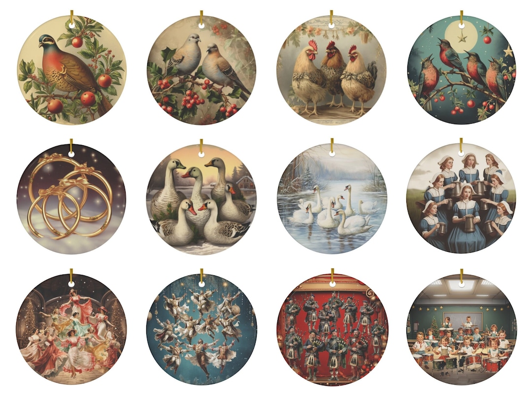 Vintage 12 Days Of Christmas Ornaments 