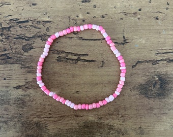 Pink seed bead bracelet