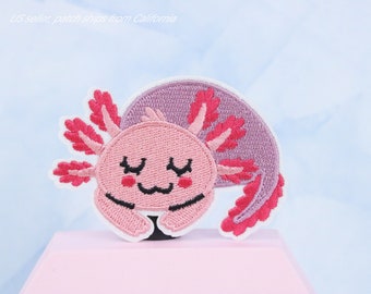 Axolotl patch, sew on patch, iron on patch, embroidered patch, patch for jacket, patch for jeans,applique,