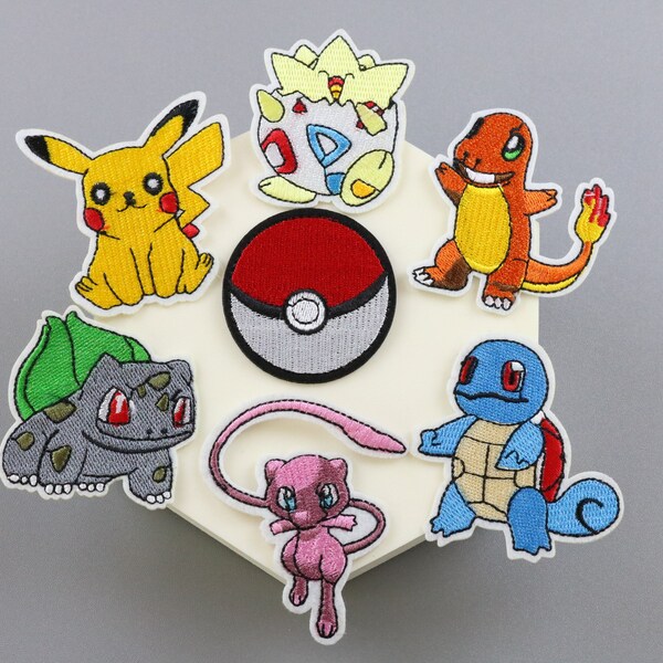 patch pokemon, patch pikachu, patch mew, fer sur patch, patch brodé, applique,