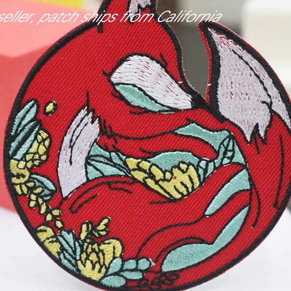 firefox patch, red, sew on patch, iron on patch, embroidered patch, patch for jacket, patch for jeans,applique,