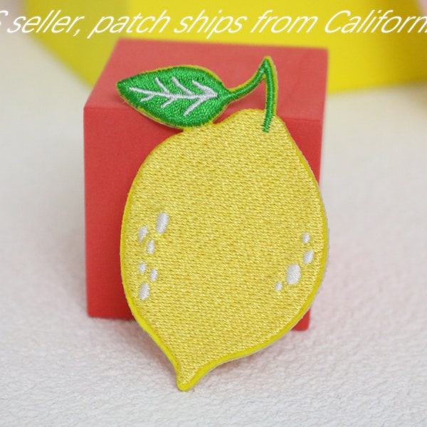 citron, coudre sur patch, fer sur patch, patch brodé, patch pour veste, patch pour jeans, applique,