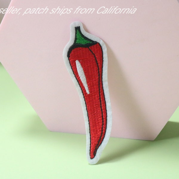 chili pepper, red pepper patch, sew on patch, iron on patch, embroidered patch, patch for jacket, patch for jeans,applique,