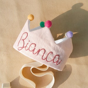 Hand embroidered crown for baby and children's birthday,name crown,Personalized Gift,Keepsake for First Birthday Party and Special Occasions image 2