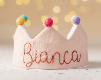 Hand embroidered crown for baby and children's birthday,name crown,Personalized Gift,Keepsake for First Birthday Party and Special Occasions