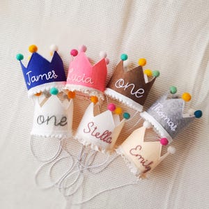 Hand Embroidered Birthday Crown for Baby and Kid,Custom Party Crown with Name,Baby Birthday Keepsake,Baby Birthday Hat,Personalized gift