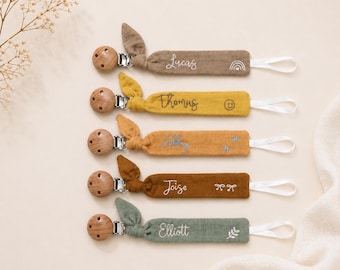 Personalized Hand Embroidered Pacifier Clip | Custom Baby Name Pacifier Holder | Baby Shower Gift | Newborn Keepsake | Handmade Dummy Clip