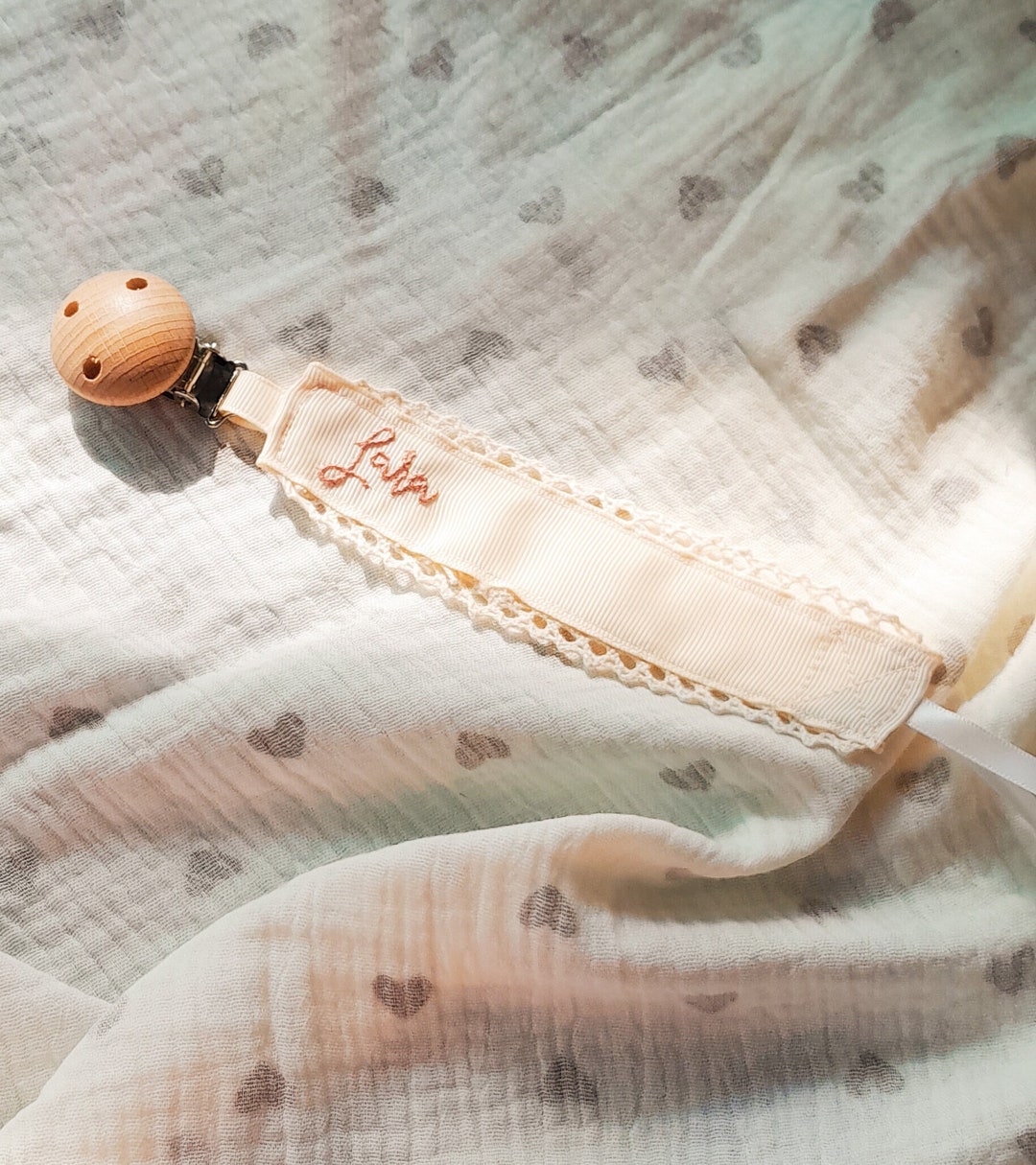 Personalized Pacifier Clip Holder Personalized Fabric Etsy