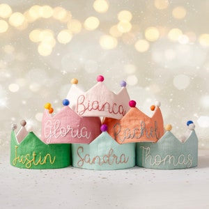 Hand embroidered crown for baby and children's birthday,name crown,Personalized Gift,Keepsake for First Birthday Party and Special Occasions image 7