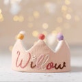 Personalized Muslin birthday crown, Party crown with hand Embroidered name,Keepsake for First Birthday Party and Special Occasions product logo