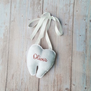 Custom Name Tooth Fairy Pillow with Pocket,  Personalized Adorable Tooth Fairy Pillow,Handmade Custom Keepsake, Tooth Cushion,Keepsake kids