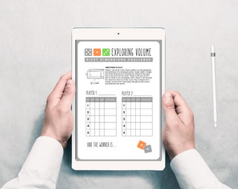 Volume Game Worksheet in Grey White Orange, Party Game Printable, Simple Style, Instant Download, Grey White Orange Theme.