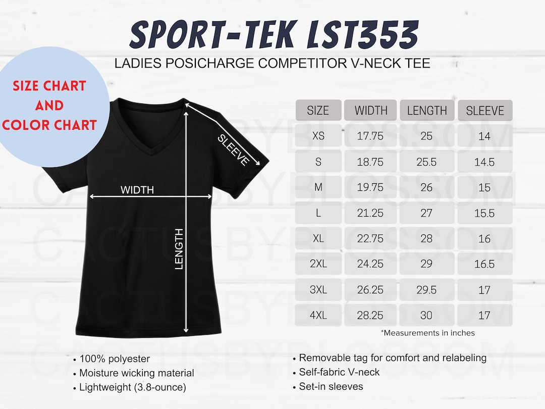 BUNDLE Size Chart Color Chart Sporttek LST353 Ladies Posicharge