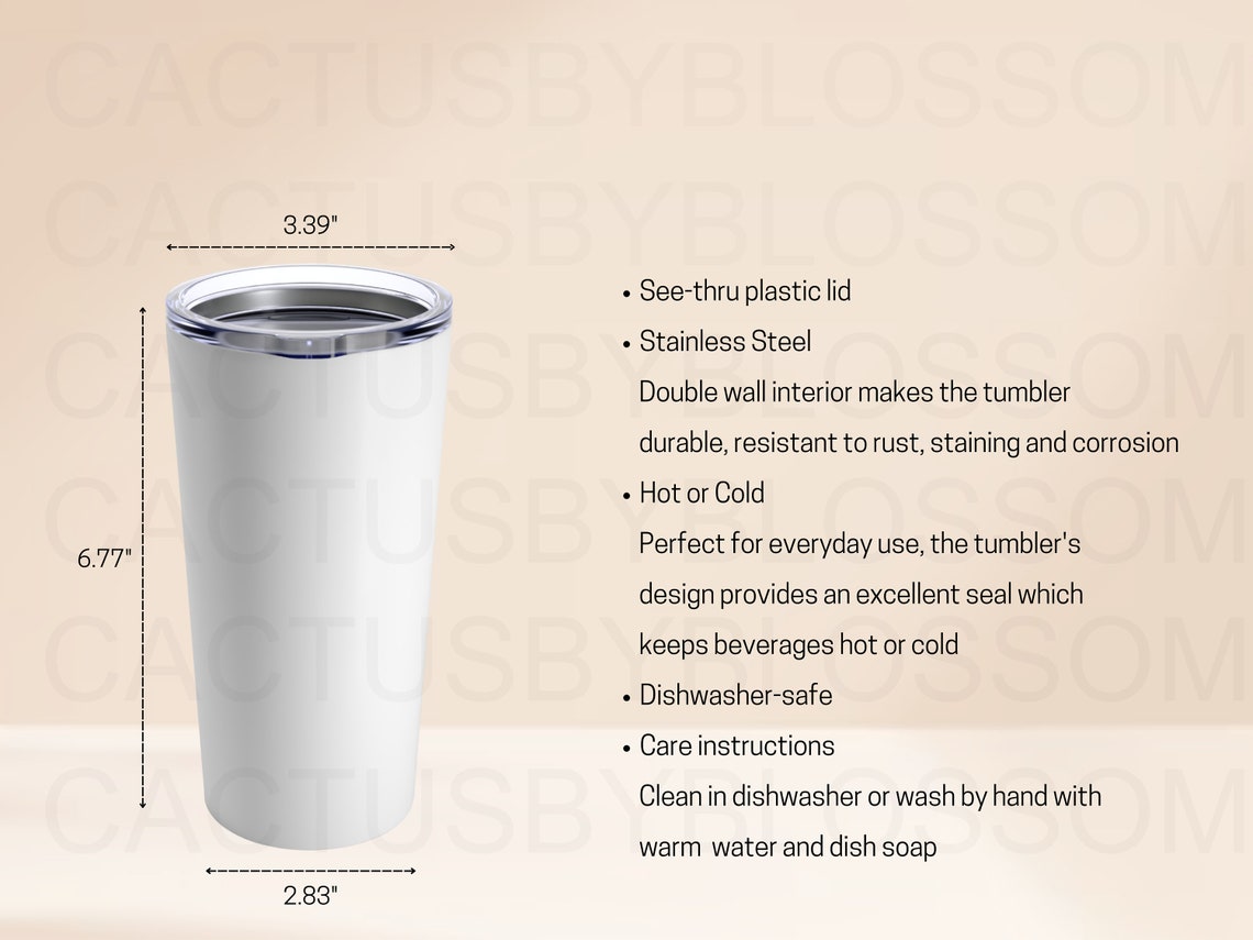2 Size Chart 20oz Tumbler Mockup Chart Tumbler Sizing Chart Etsy