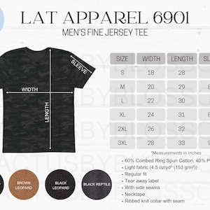 2 Size Chart Color Chart LAT Apparel 6901 Men&#39;s Fine Jersey Tee Size Chart Etsy Listing Mock up Size S-3XL Etsy Mock up New Seller printify